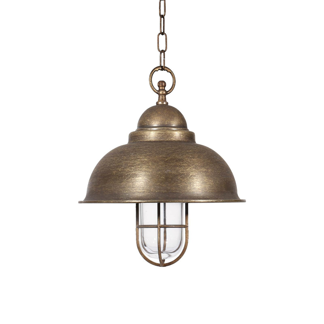 Industrial Outdoor Pendant Light Antique Brass Chronos Ghidini 1849