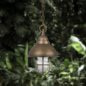 Industrial Outdoor Pendant Light Brass And Glass | Ghidini 1849