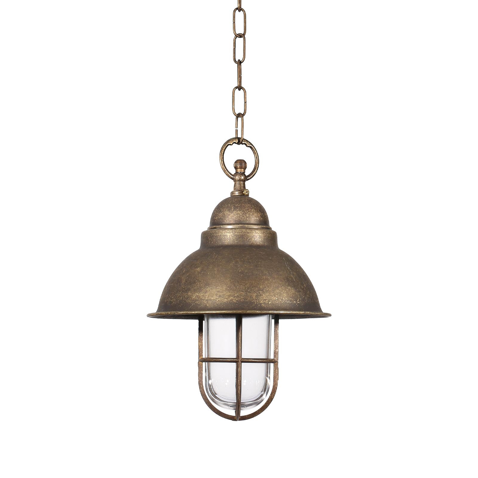 Industrial Outdoor Pendant Light Brass And Glass | Ghidini 1849