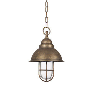 Industrial Outdoor Pendant Light Brass And Glass | Ghidini 1849