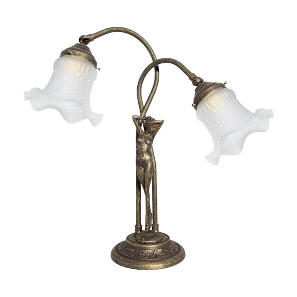 t4option0_0 | Lady Figurine Lamp Aged Brass Satin Glass Donne Ghidini 1849