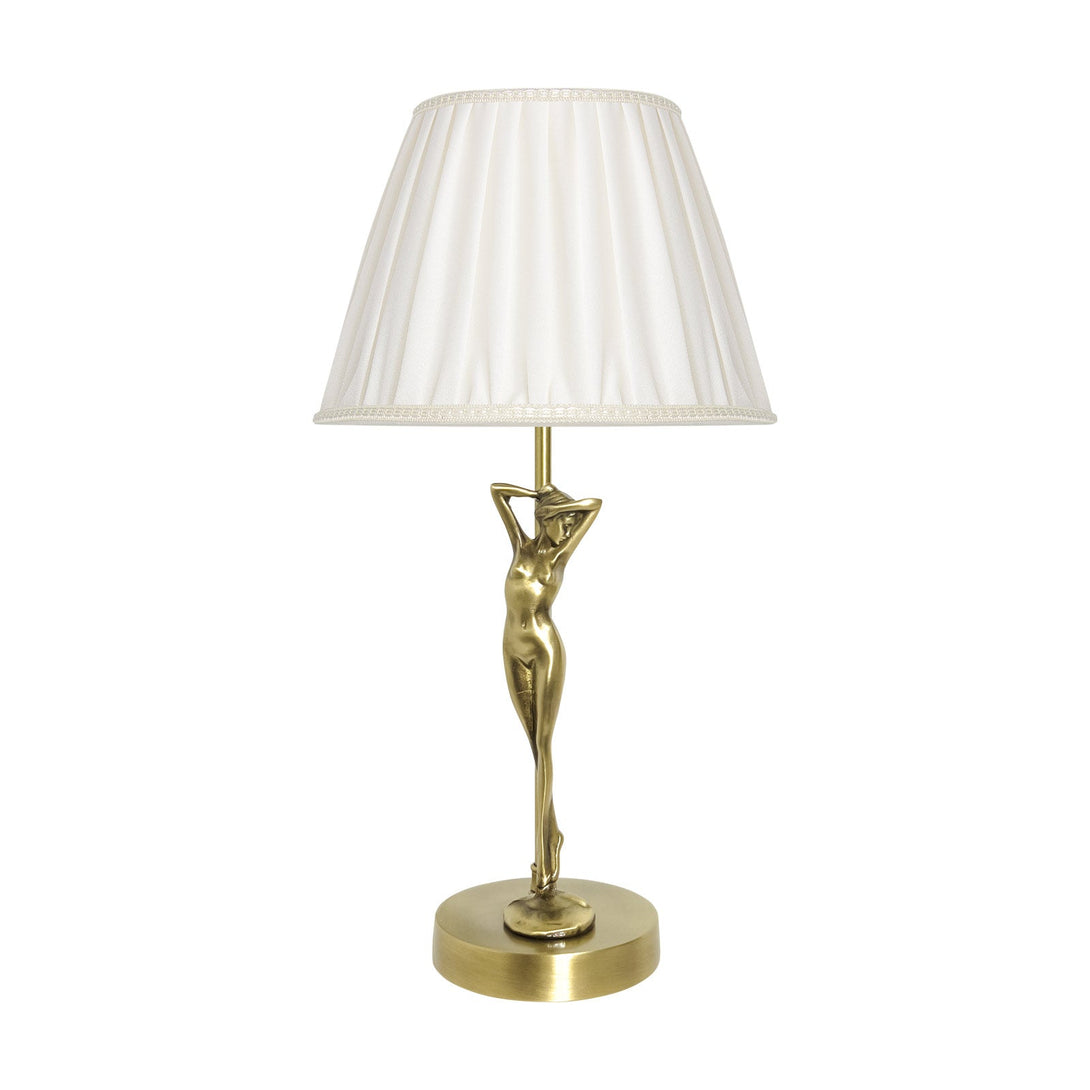 Lady Figurine Lamp Real Brass White Lamp Shade Ghidini 1849