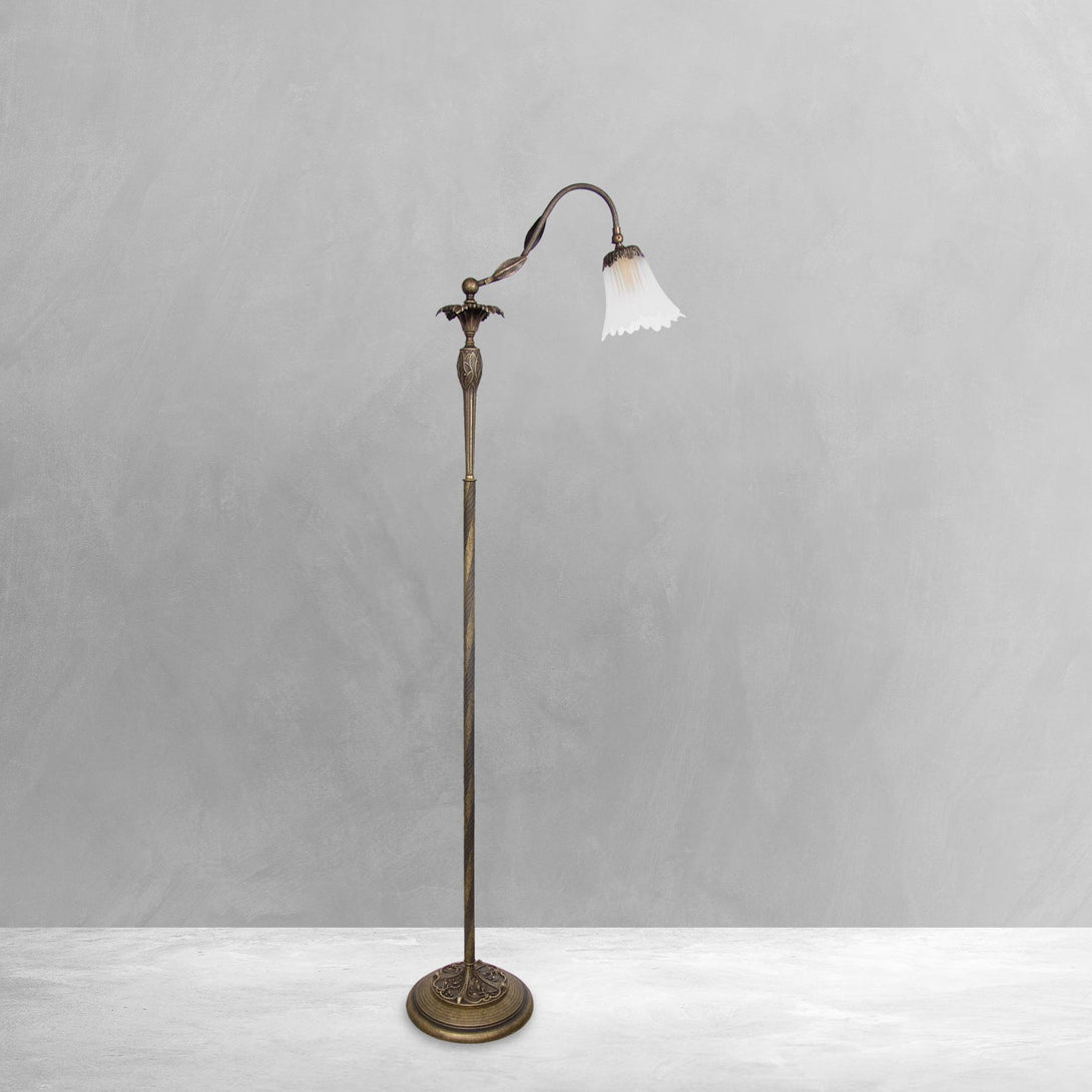 Liberty Floor Lamp In Real Brass With Floral Touch Ghidini 1849