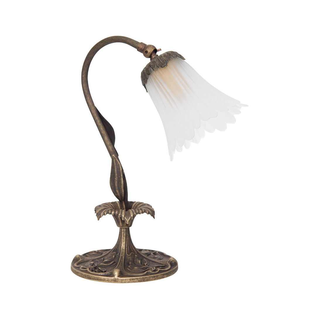 Liberty Table Lamp With Floral Motif Antique Brass Ghidini 1849