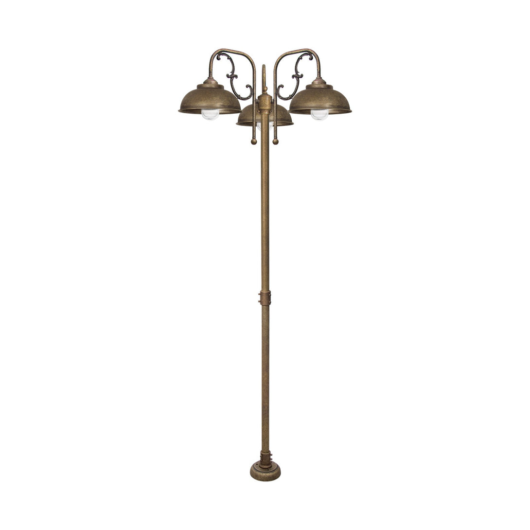 Light Pole For Garden Aged Brass Industrial Lipari Ghidini 1849