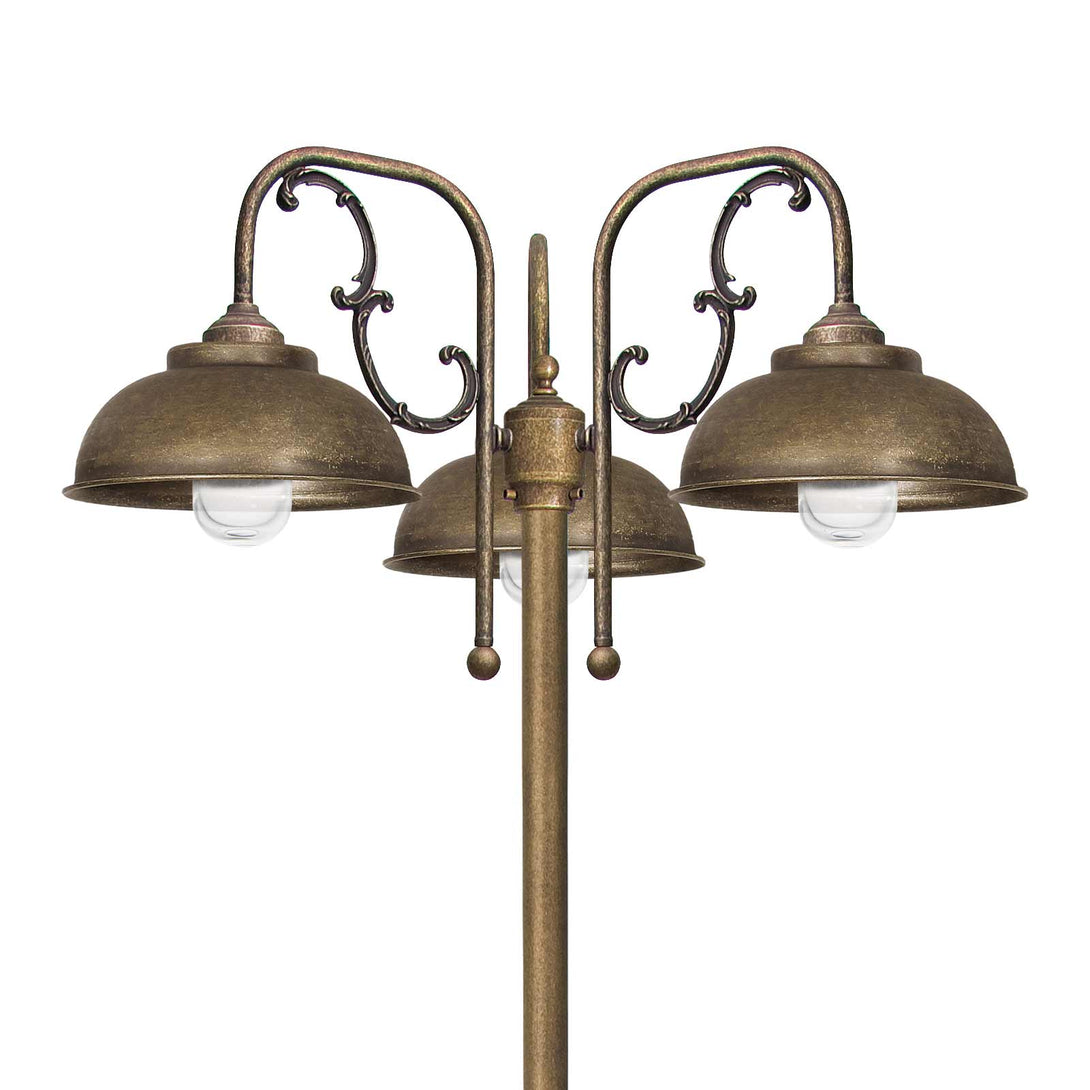 Light Pole For Garden Aged Brass Industrial Lipari Ghidini 1849