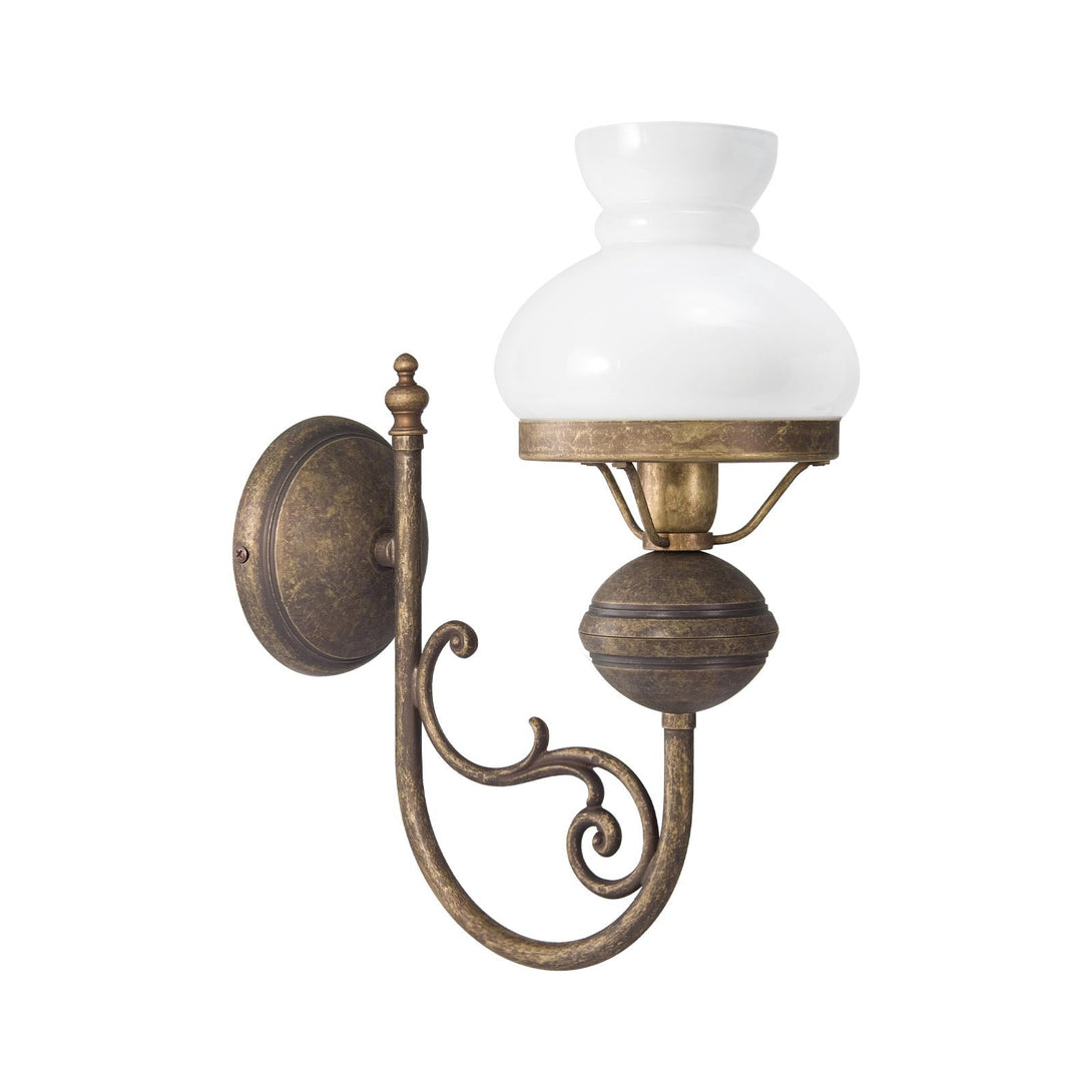 Marine Sconce Antique Brass And White Glass Dome Ghidini 1849