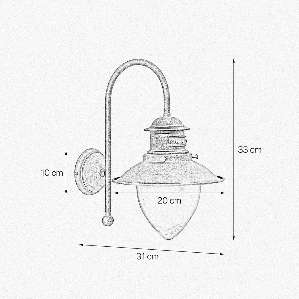 Applique lampada da esterno ottone invecchiato stile nautico marino