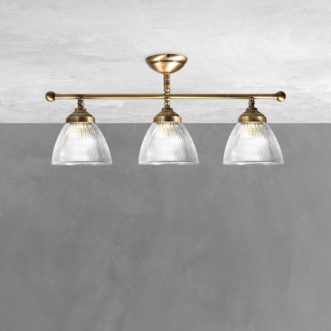 Mid Century Brass Ceiling Light Industrial Glasses Ghidini 1849