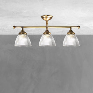 Mid Century Brass Ceiling Light Industrial Glasses | Ghidini 1849