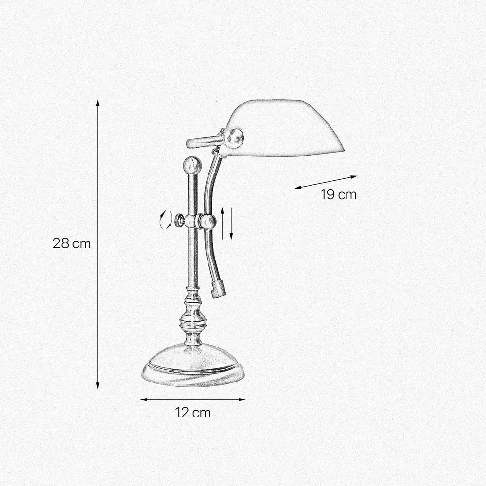 Mini-Bankerlampe Verstellbar Bronziertes Messing Grün