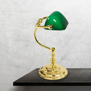 t4option0_0 | Mini Bankers Lamp Vintage Real Brass Green Glass Ghidini 1849