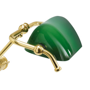 Mini Bankers Lamp With Green Glass Brass Art Deco | Ghidini 1849