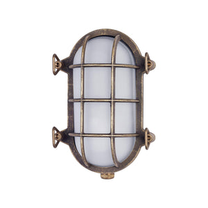 Nautical Outdoor Wall Light Antique Brass Oval | Ghidini 1849