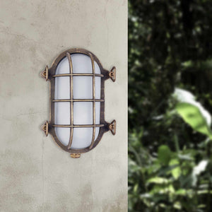 Nautical Outdoor Wall Light Antique Brass Oval | Ghidini 1849