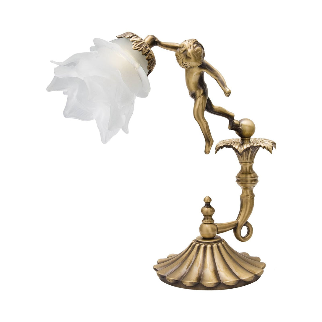 Nouveau Table Lamp Real Brass Statuette Putti Ghidini 1849