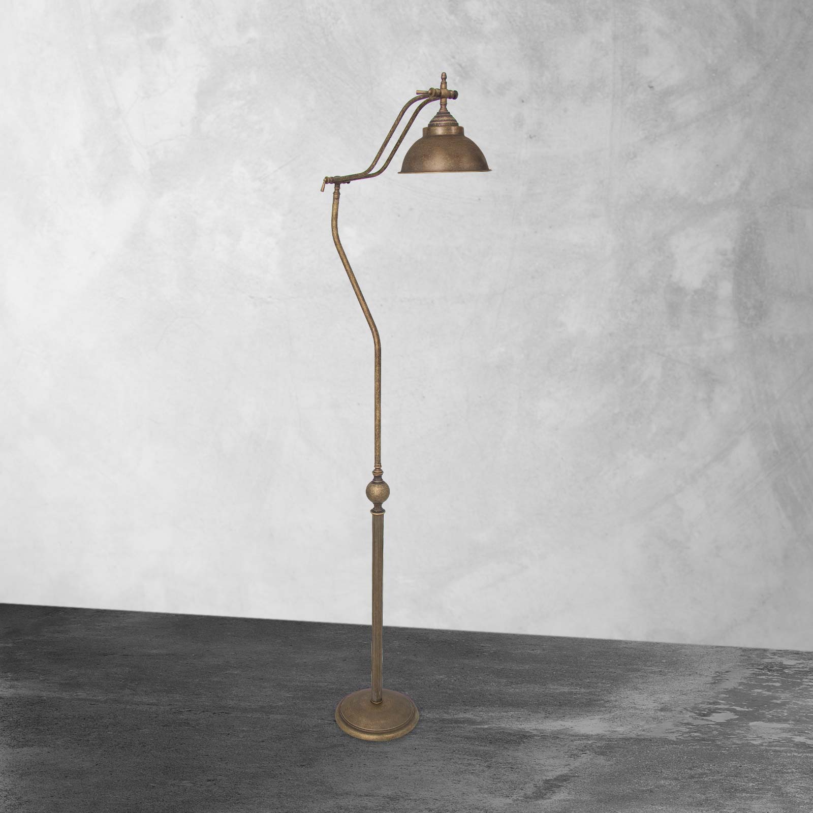 Old Brass Floor Lamp Italian Industrial Oslo | Ghidini 1849