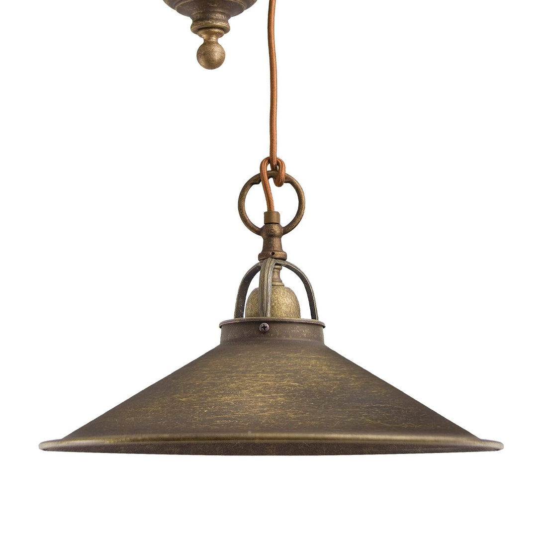 Old Factory Pendant Light Brass Balance Wheel Country Ghidini 1849