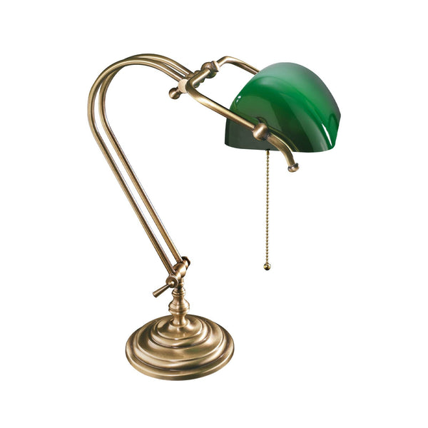 TORCHSTAR Green Glass Bankers Desk Lamp, UL Listed, Antique Desk Lamps with  Brass Base, Traditional Library Lamp with Pull Chain, E26 Base, Vintage