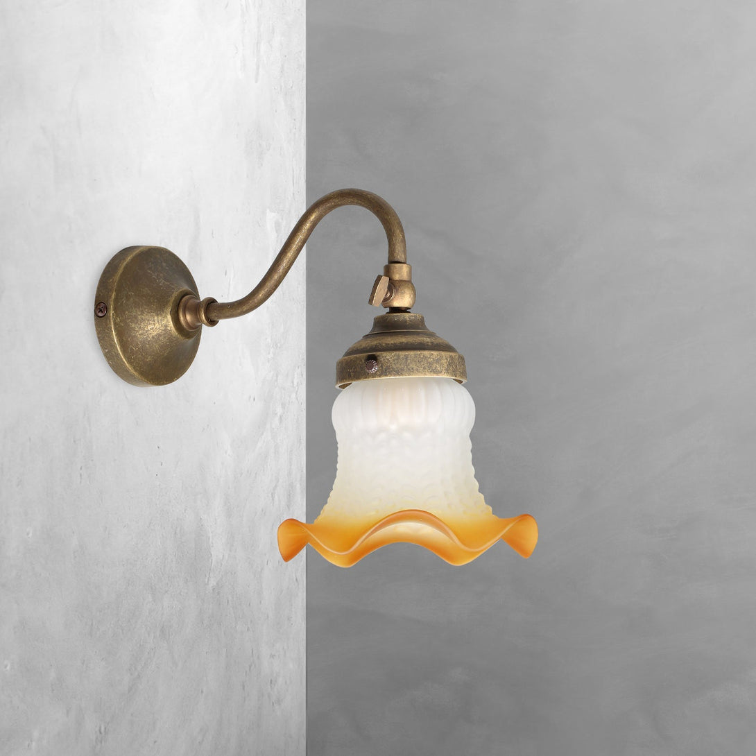 Old World Wall Sconce Aged Brass And Satin Glass Ghidini 1849