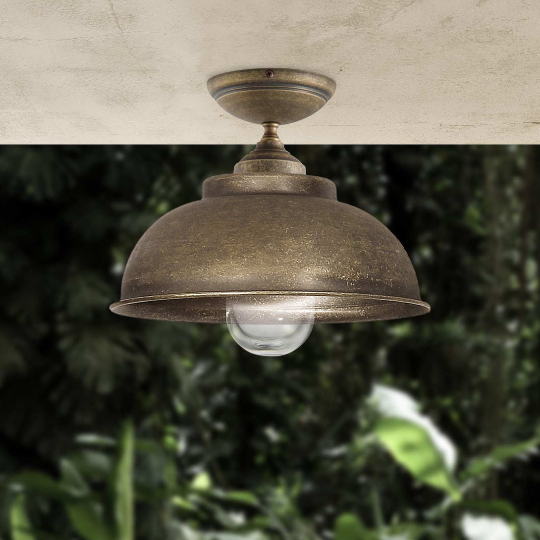 Outdoor Ceiling Lamp Antique Brass Premium Lipari Ghidini 1849