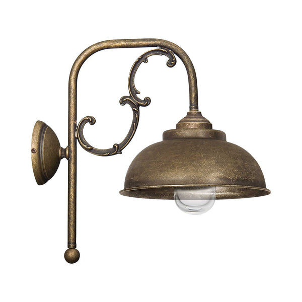 Outdoor Wall Lamp Antique Brass Decorated Lipari Ghidini 1849