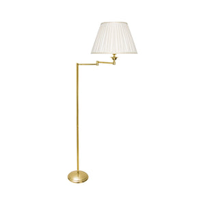 Polished Brass Swing Arm Floor Lamp And White Shade | Ghidini 1849