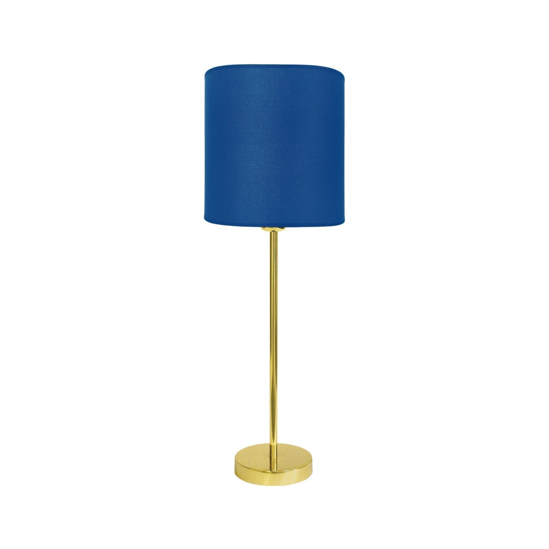 Polished Brass Table Lamp Blue Lampshade Sofis Ghidini 1849