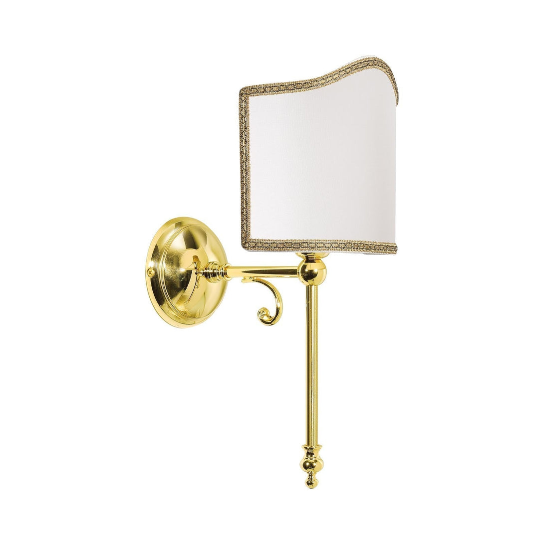 Polished Brass Wall Light With Cloth Lamp Shade Ghidini 1849