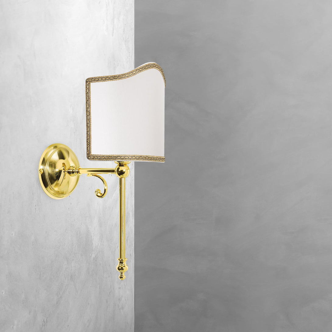 Polished Brass Wall Light With Cloth Lamp Shade Ghidini 1849