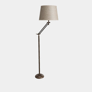 Brass Floor Lamp Adjustable With Linen Shade by Ghidini 1849