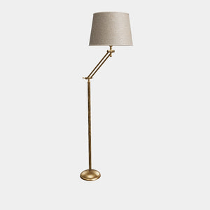 Brass Floor Lamp Adjustable With Linen Shade by Ghidini 1849