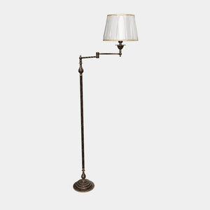 Bronze Swing Arm Floor Lamp Real Brass White Cloth by Ghidini 1849