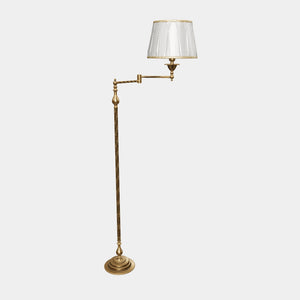 Bronze Swing Arm Floor Lamp Real Brass White Cloth by Ghidini 1849