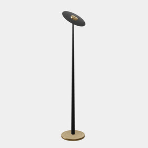 Modern floor lamp in brass and iron with an adjustable black disc, minimalist design, perfect for living rooms and office spaces by Ghidini 1849 - Finish: OBV Bronze Satin Light Brass