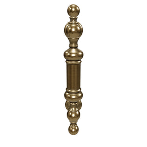 Brass door handle with turned details, ideal for interior and exterior use by Ghidini 1849 - Finish: OBV Bronze Satin Light Brass