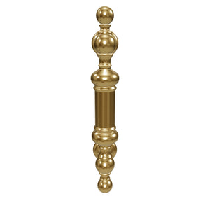 Brass door handle with turned details, ideal for interior and exterior use by Ghidini 1849 - Finish: OLV Polished Brass