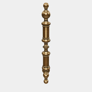 Classic brass door handle with turned details, suitable for interior and exterior use by Ghidini 1849 - Finish: OBS Bronze Satin Brass