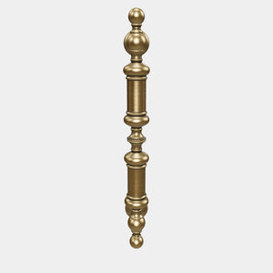 Classic brass door handle with turned details, suitable for interior and exterior use by Ghidini 1849 - Finish: OBV Bronze Satin Light Brass