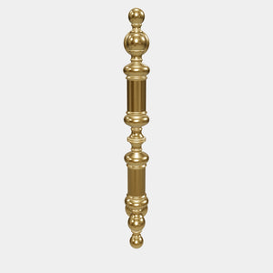 Classic brass door handle with turned details, suitable for interior and exterior use by Ghidini 1849 - Finish: OLV Polished Brass