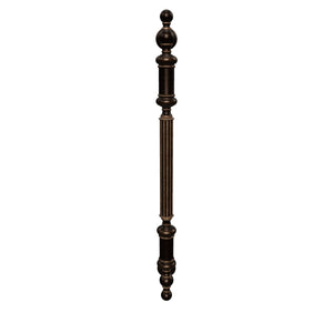 Neoclassical brass pull handle with fluted details, ideal for interior and exterior doors by Ghidini 1849 - Finish: OBM Bronze Satin Matt Brass