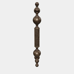 Brass pull handle with baroque details, fluted sections, and sculpted elements, perfect for luxury entrances by Ghidini 1849 - Finish: OAS Antique Brass