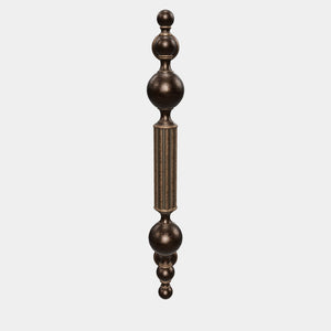 Brass pull handle with baroque details, fluted sections, and sculpted elements, perfect for luxury entrances by Ghidini 1849 - Finish: OBM Bronze Satin Matt Brass