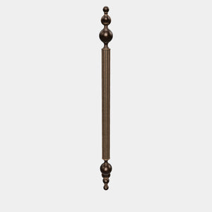 Brass pull handle with fluted structure and ornate finials, single or double installation, ideal for classic doors by Ghidini 1849 - Finish: OBM Bronze Satin Matt Brass