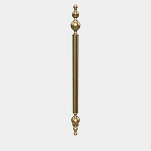 Brass pull handle with fluted structure and ornate finials, single or double installation, ideal for classic doors by Ghidini 1849 - Finish: OBV Bronze Satin Light Brass