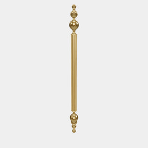 Brass pull handle with fluted structure and ornate finials, single or double installation, ideal for classic doors by Ghidini 1849 - Finish: OLV Polished Brass