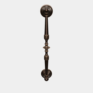 Brass pull handle with engraved details and classic design, ideal for interior and exterior doors by Ghidini 1849 - Finish: OBM Bronze Satin Matt Brass