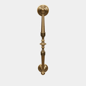 Brass pull handle with engraved details and classic design, ideal for interior and exterior doors by Ghidini 1849 - Finish: OBS Bronze Satin Brass