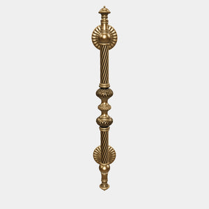 Brass pull handle with Baroque engravings and intricate details, ideal for luxury doors by Ghidini 1849 - Finish: OBS Bronze Satin Brass