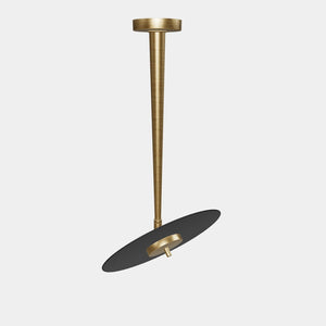 Adjustable ceiling light with black vinyl-inspired disc and built-in LED by Ghidini 1849 - Finish: OBV Bronze Satin Light Brass